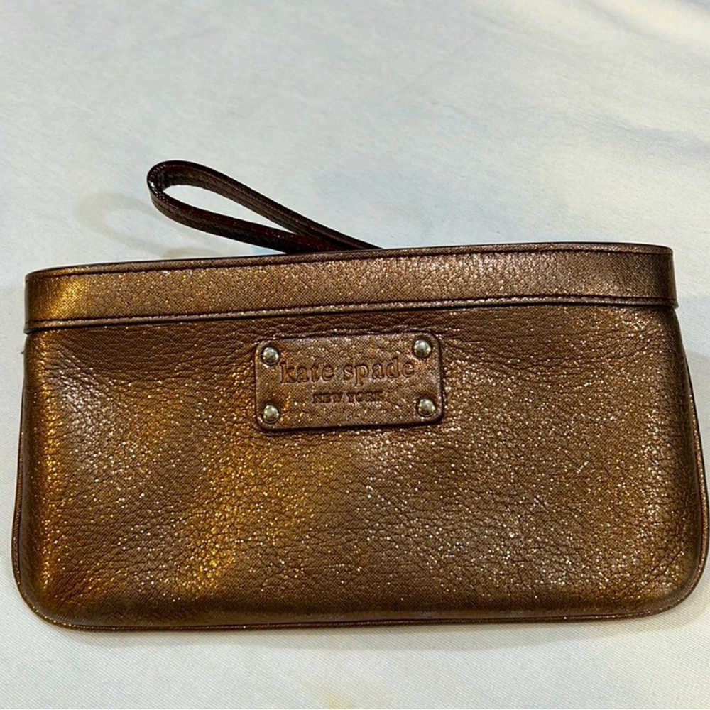 Kate Spade bronze metallic wristlet